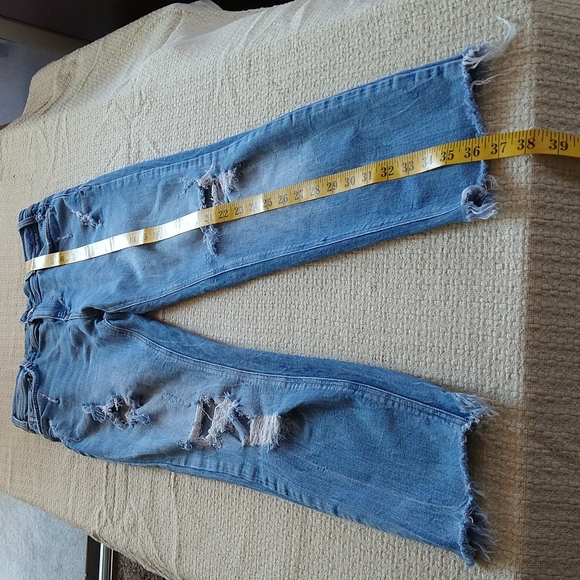 Zara high rise straight crop leg distressed jeans size 4 - Picture 4 of 14